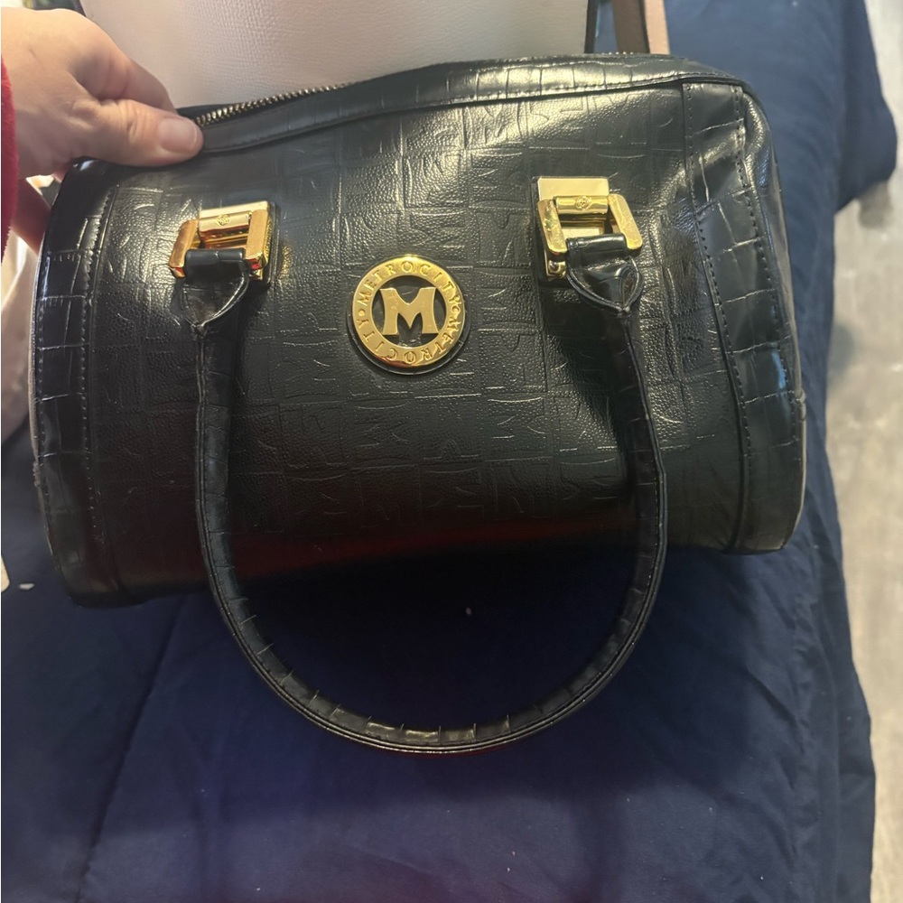 Chic Black Tote with Gold Details